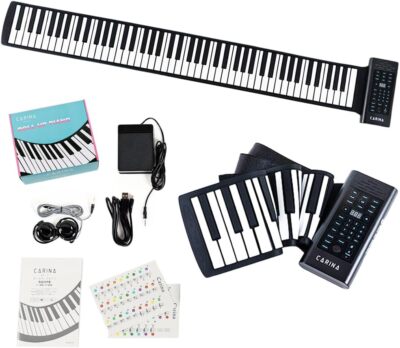 CARINA Roll up Piano 88 Keys USB Rechargeable Built in Speaker Pedal Included
