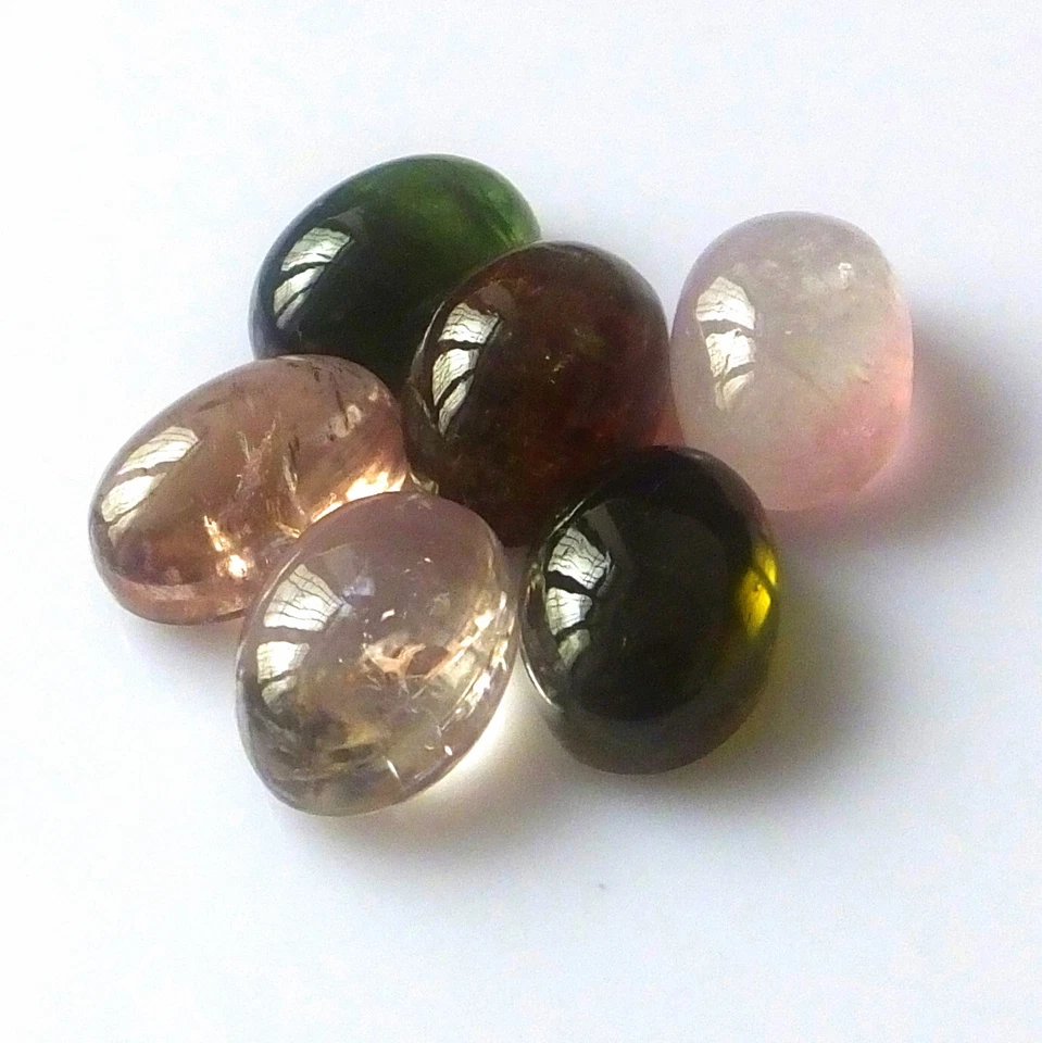 10X14 mm Oval Cut Tourmaline Multi Color Cabochon Natural Loose Gemstone 6 Piece - Image 3 of 4