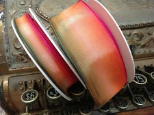 vintage ribbon rayon acetate ombre 5/8-1.5" watermelon 1yd made in France