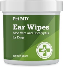 Pet MD Dog Ear Cleaning Wipes Otic Cleanser for Dogs, Soothing Ear Care with A