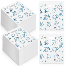 200 Pcs Tooth Merchandise Bags with Handles Plastic Dental Bags for Patients