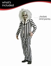 Beetlejuice Black and White Striped Suit Adult XL Halloween Costume Cosplay EUC