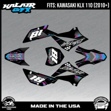 Graphics Kit for Kawasaki KLX110 KLX110R/RL (2010-2024) Rebel - Cyan Magenta