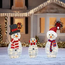 Charming Lighted Snowman Family - Perfect 3-Piece Outdoor Decor for Holidays