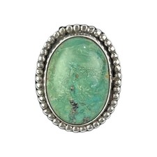 Vintage Sterling Silver- Unmarked TURQUOISE Ring -Size 12 ish - 24 Grams