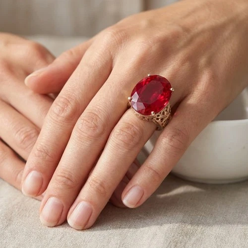 Estate Sunset Orange Sapphire Oval 24.70Ct 925 Sterling Silver Handmade Rings