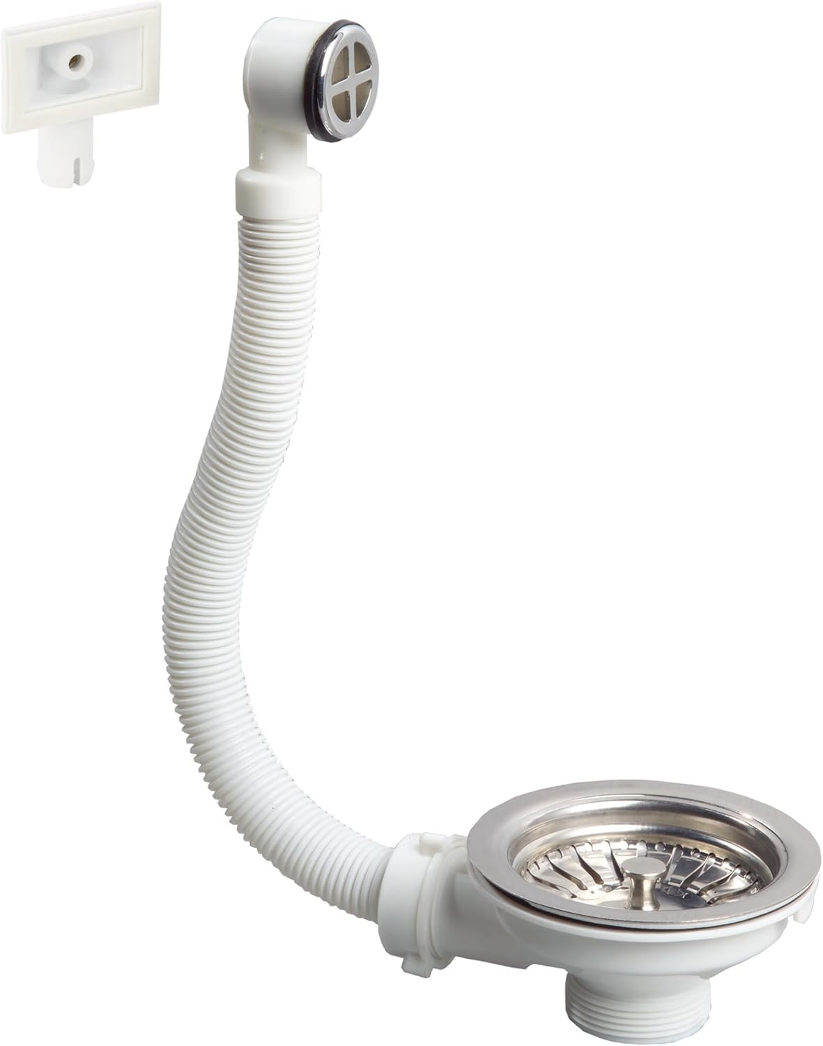 Wirquin 30723117 Piletta Scarico Lavello Ø90 mm con Troppopieno Esterno
