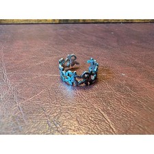 Size 7.5 Sterling Silver 925 Flower Band Ring Adjustable Boho Statement