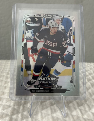 Auston Matthews 2025-26 O-Pee-Chee 4 Nations Face-Off Rainbow Foil #508 /350