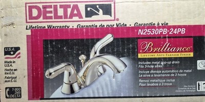 Vintage Gold Delta N2530PB-24PB Centerset Bath Room Faucet Polished Brass 1997