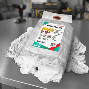 T-Shirt Knit Recycle White Cleaning rags Bulk Bag Oil Stain Grease Paint & Auto