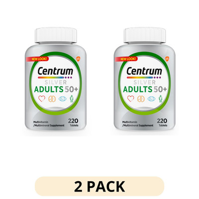 2 Pack Centrum Silver 50+ Multivitamin 220 Tablets Daily Adult Vitamins