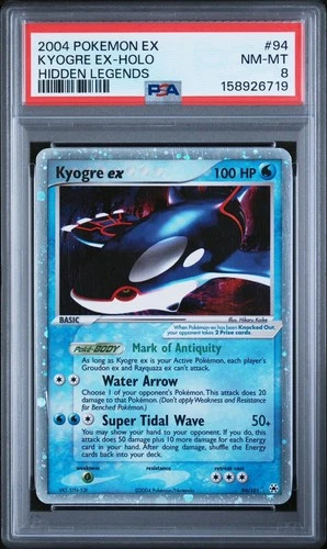 PSA 8 Kyogre EX 94/101 Hidden Legends EX Pokemon Card Holo SWIRL 💫