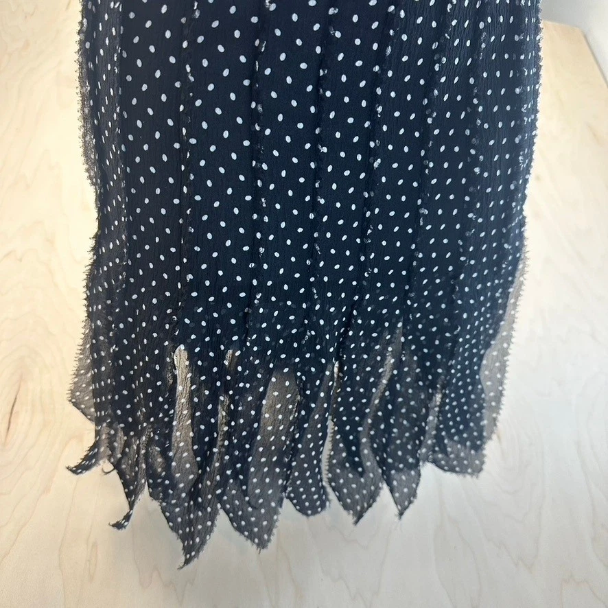 Falda para mujer Dana Buchman negra a lunares 100 % seda acampanada dobladillo talla 8 Foto 3 de 4