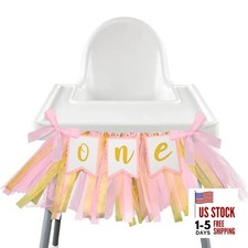 1st Birthday High Chair Banner, Pink High Chair Banner Girl, Tulle And Ribbon