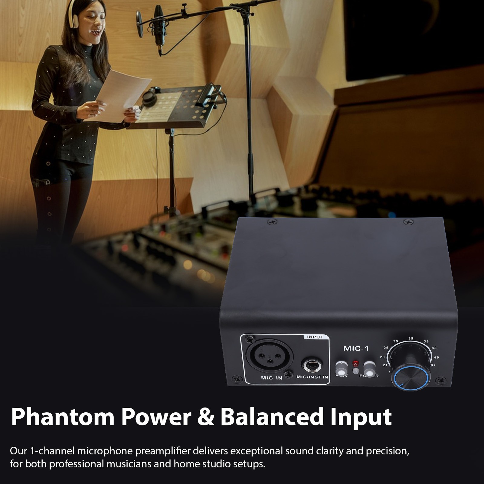 Professional 1 Channel Mic Preamp Ultra Quiet Mic Preamplifier For Recordin GRCV