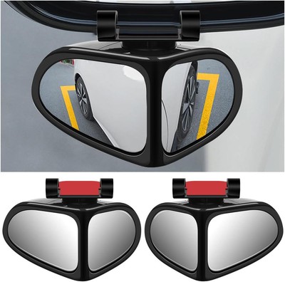 2Pcs 2 in 1 Blind Spot Mirror, 360° Rotation Adjustable Car Auxiliary Rearview