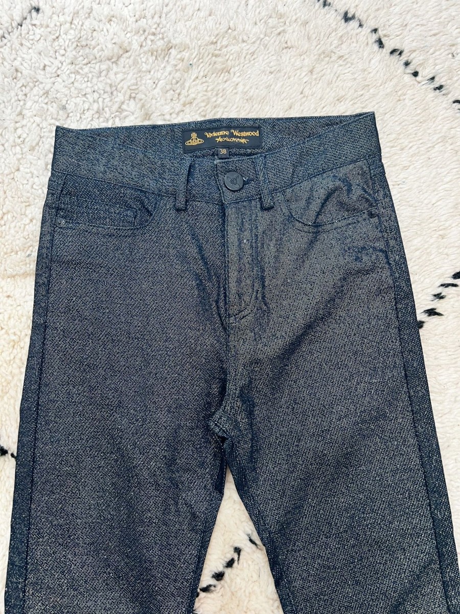 VIVIENNE WESTWOOD Anglomania Metallic Skinny Jeans Sz 38 2 US Navy