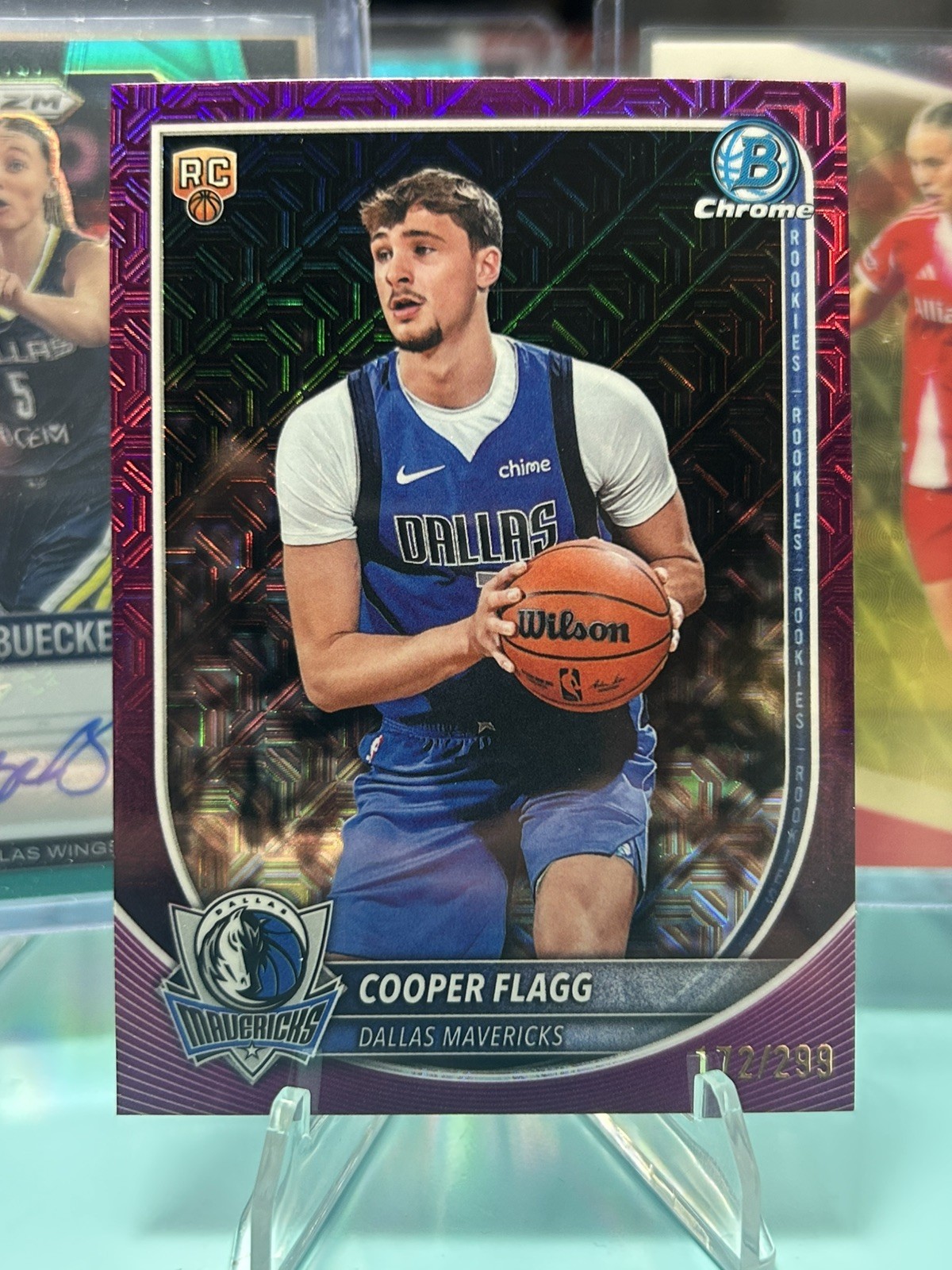 2025-26 Bowman - Chrome Cooper Flagg #BCV-1 Fuchsia Mojo Refractor /299 (RC)