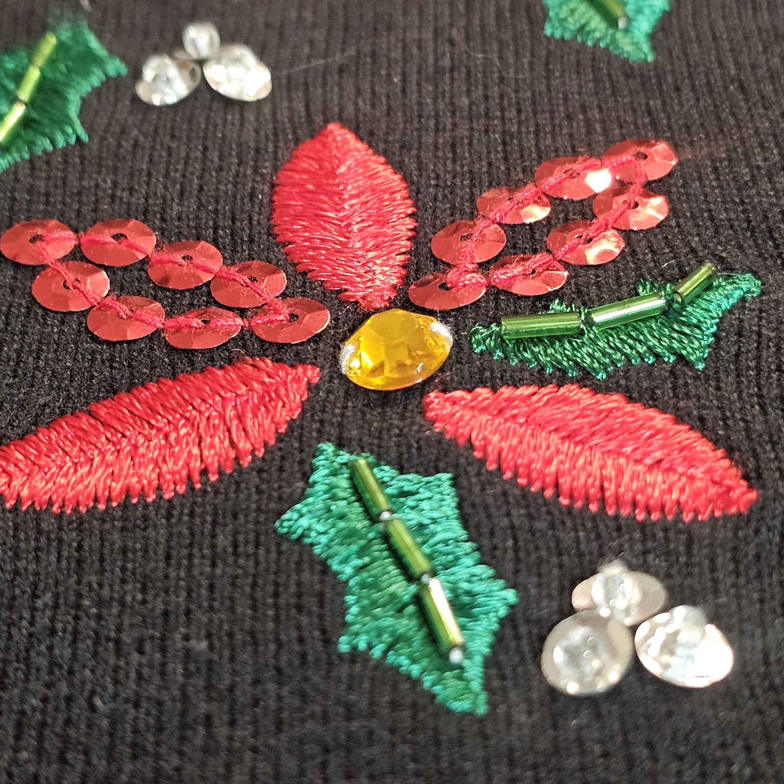 Vtg Classic Elements Beaded Christmas Sweater Med… - image 5