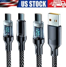 120w Super Fast USB Type-C Charging Braid IPhone 16 15 Lead with Display LOT