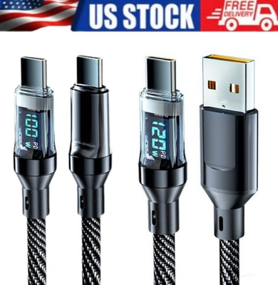 #ad #ad 120w Super Fast USB Type C Charging Braid IPhone 16 15 Lead with Display LOT $49.67