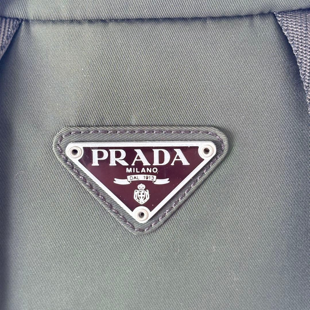 PRADA Nylon Backpack Khaki Green Vintage Authentic Logo Leather Piping thumbnail 2