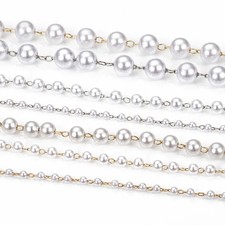 Imitation Pearl Chain for Jewelry Making Necklace Bracelet Gold Color 1 Meter
