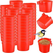 40 Pcs Cage Cups Chicken Birds Feeder Cups Plastic Hanging Chicken Feeders and