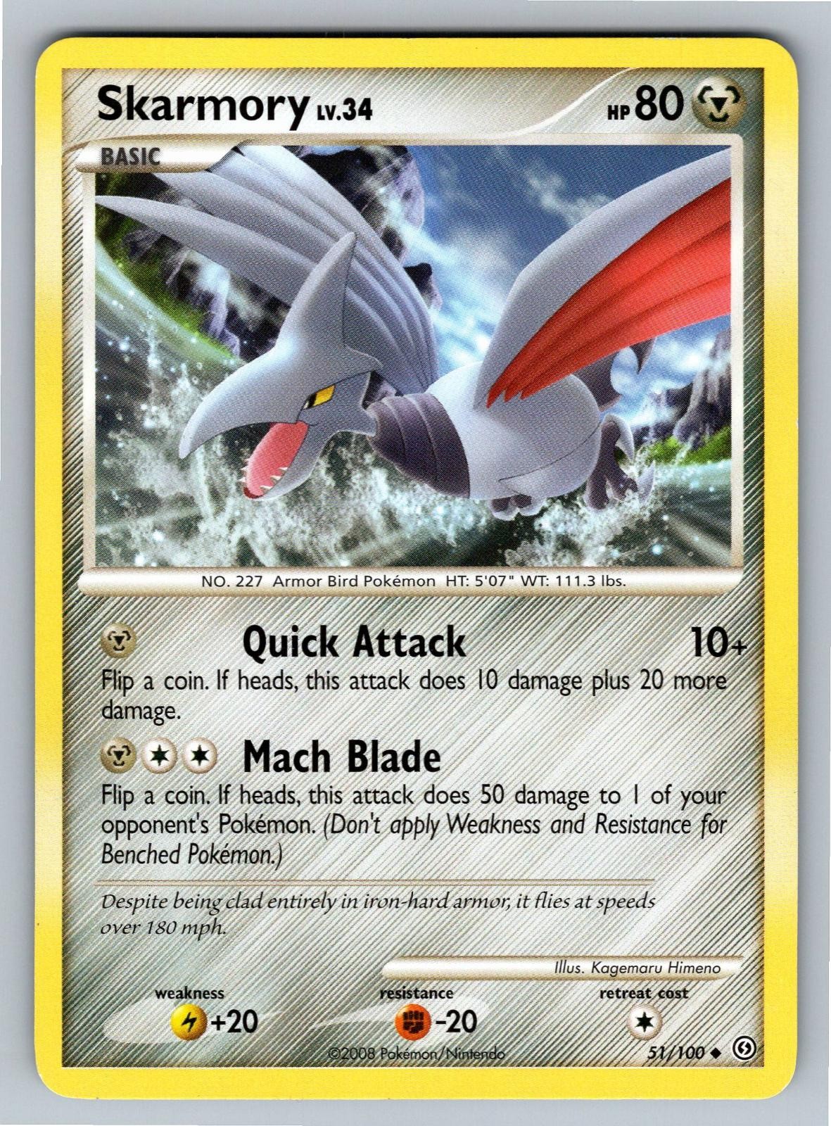 Skarmory 51/100 Uncommon Stormfront Pokemon Moderately Played