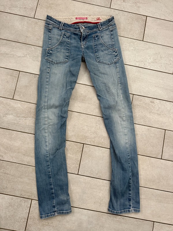 FORNARINA Italian Designer Women's 27 Blue Low Rise Slim Jeans Denim Y2K