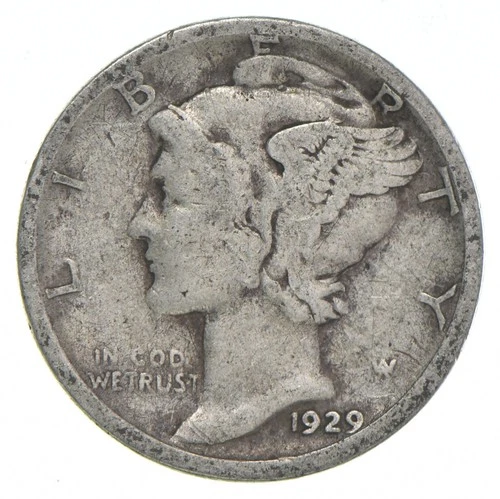 VG+ 1929-S Mercury 90% Silver Dime *3811