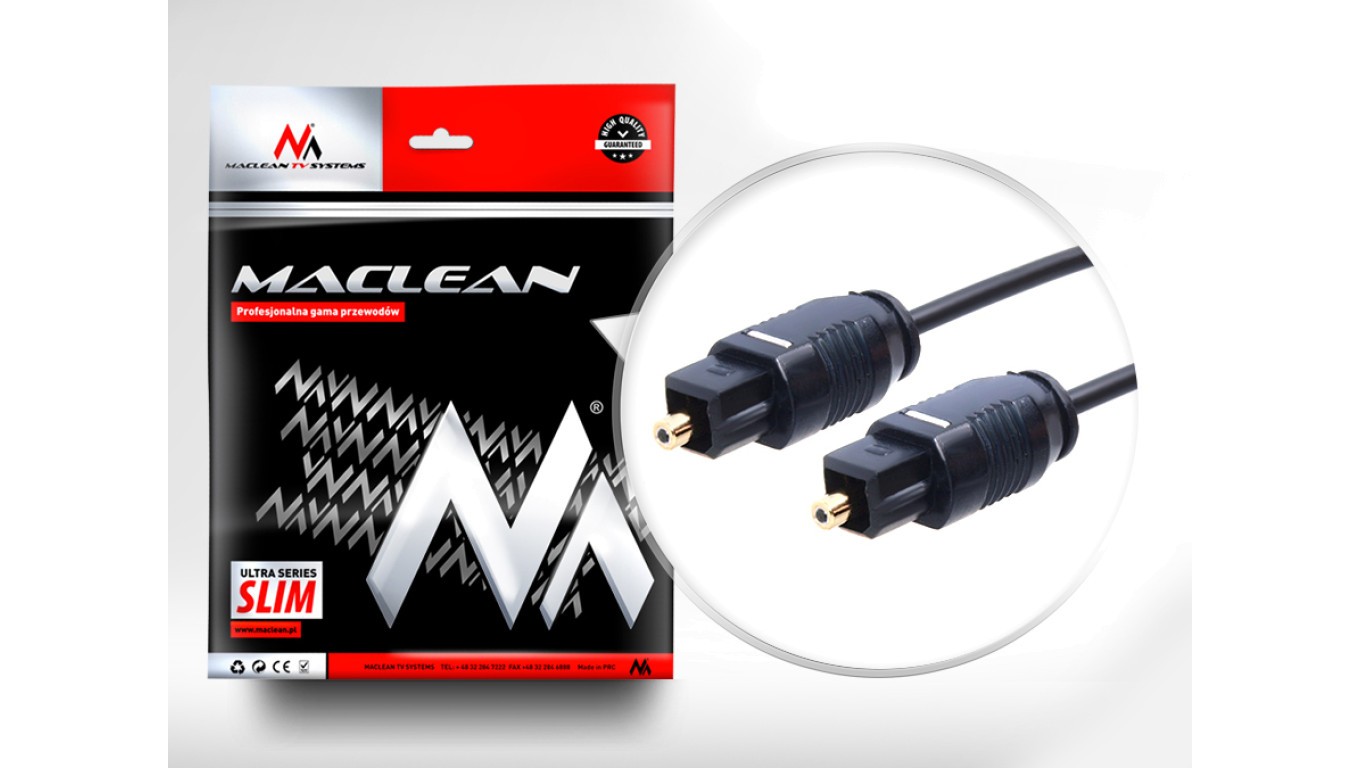 Przewód optyczny Toslink T-T ULTRA SLIM 1m Maclean MCTV-751 MCTV-751