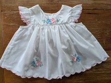 Vintage Baby Girl Apron Pinafore Overdress 90s Cottagecore Ruffle 18mo EUC