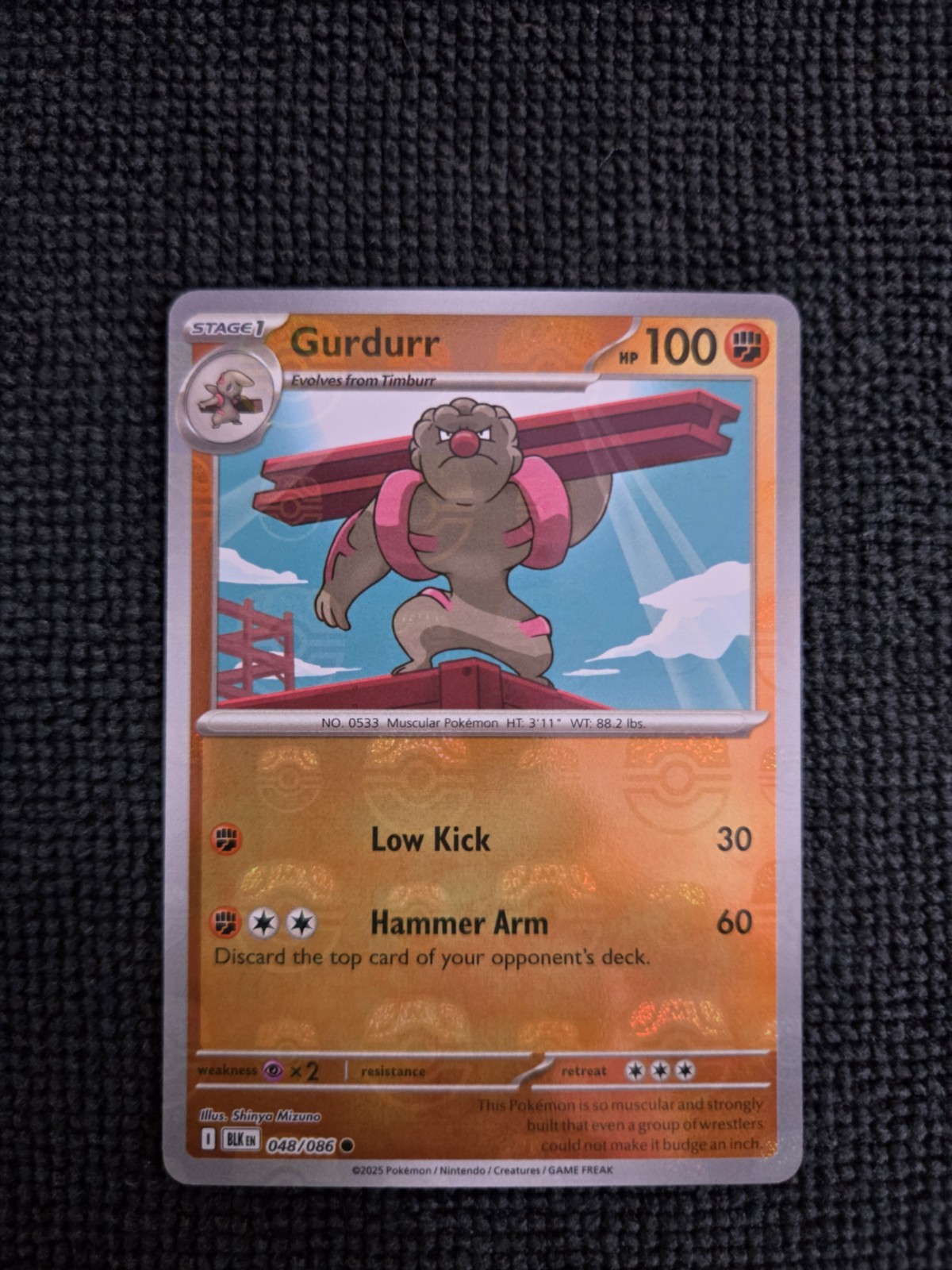 Gurdurr 048/086 - (Master Ball Pattern) - Pokemon SV: Black Bolt ENGLISH NM