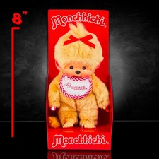 8" Large Monchhichi Doll - Girl with Beige Fur - Authentic Monkey Plush, NWT