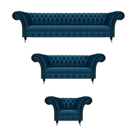 LuxuriöSe Chesterfield Blaue Polstergarnitur Designer Textilsofas Sessel