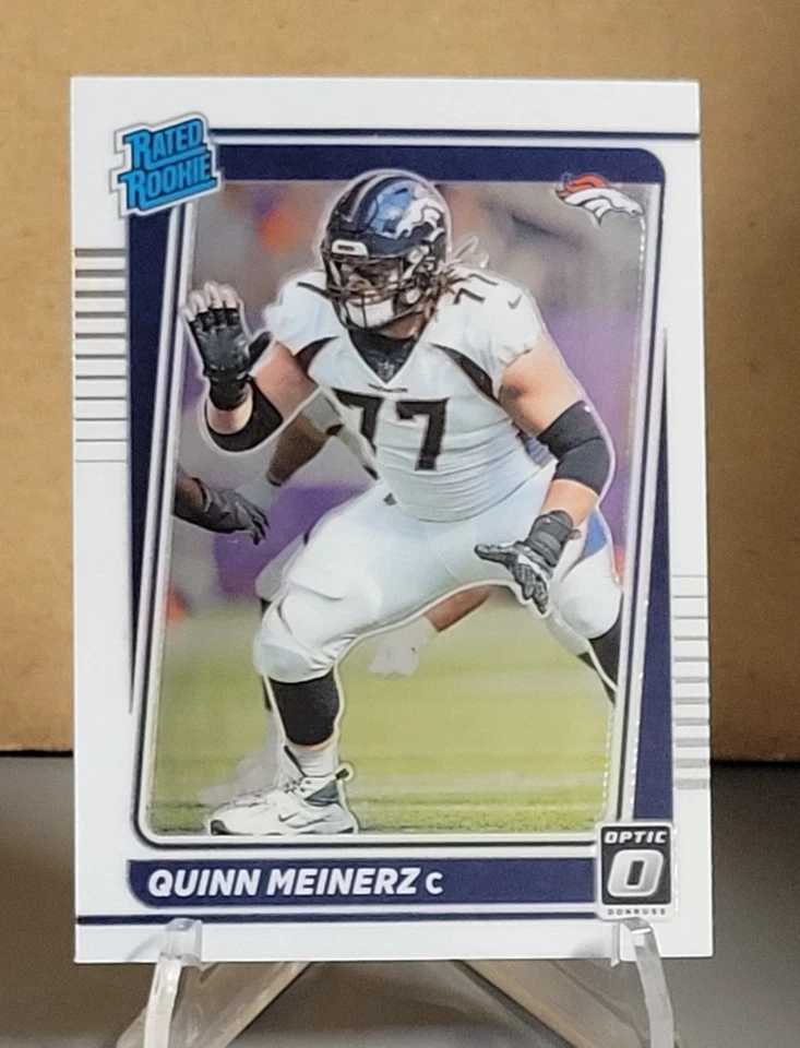 2021 Panini Donruss Optic Quinn Meinerz Rated Rookie Aqua Prizm #63/299 & Base  - Image 4 of 4