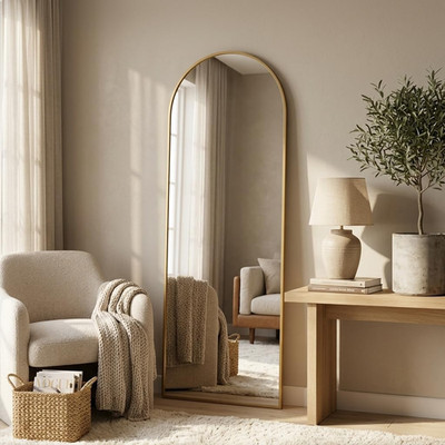 57''x18'' Floor Mirror Full Length, Arched Full Length Mirror with Stand, Full Bod