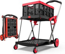 Collapsible Shopping Cart W/ Wheels 200 lbs Capacity Grocery Cart on Wheels W/