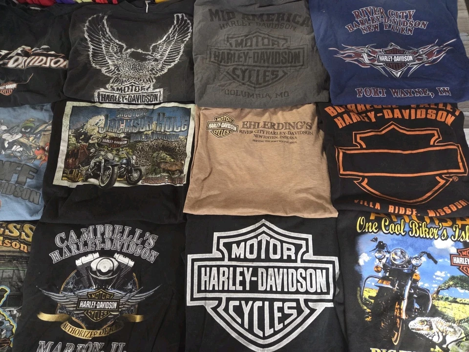 MENS LOT OF 66 HARLEY DAVIDSON T SHIRTS & VINTAGE Y2K BIKER STURGIS BLACK HILLS - Image 3 of 4