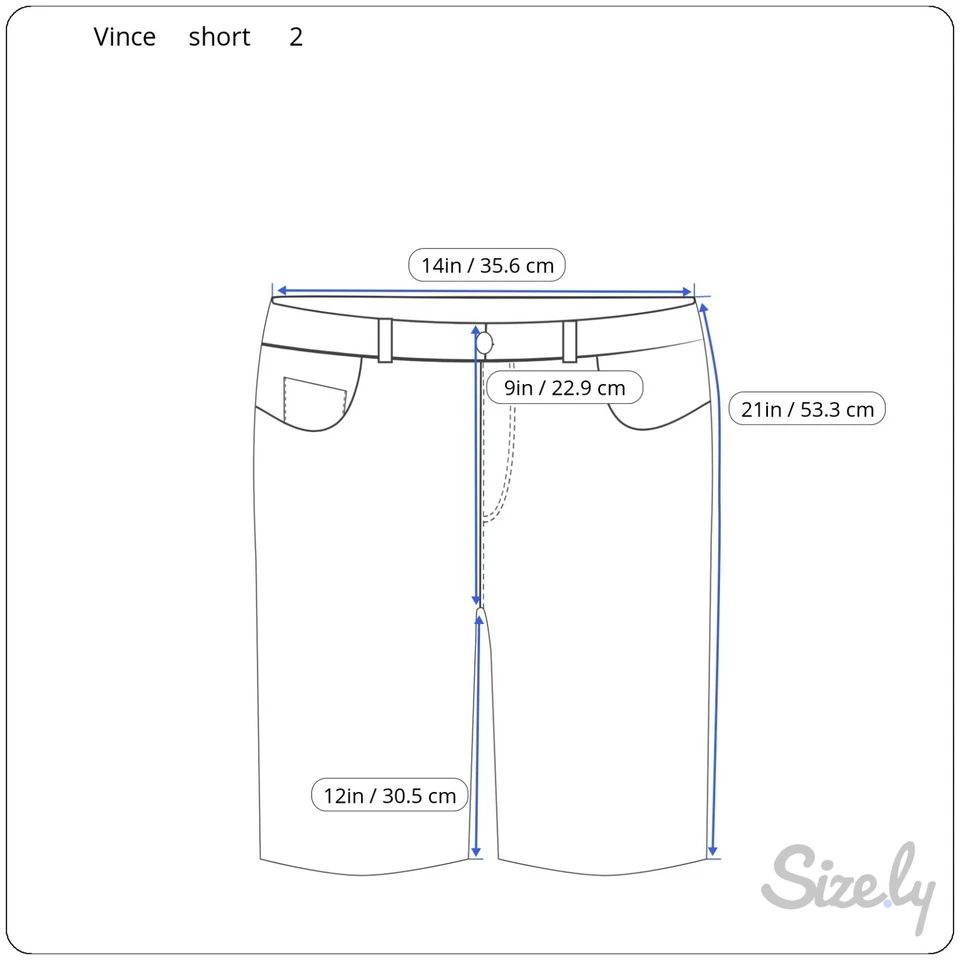 Шорты Vince Chino женские размер 2 синие хлопковая смесь длинный плоский передний карман для монет - Изображение 2 из 4