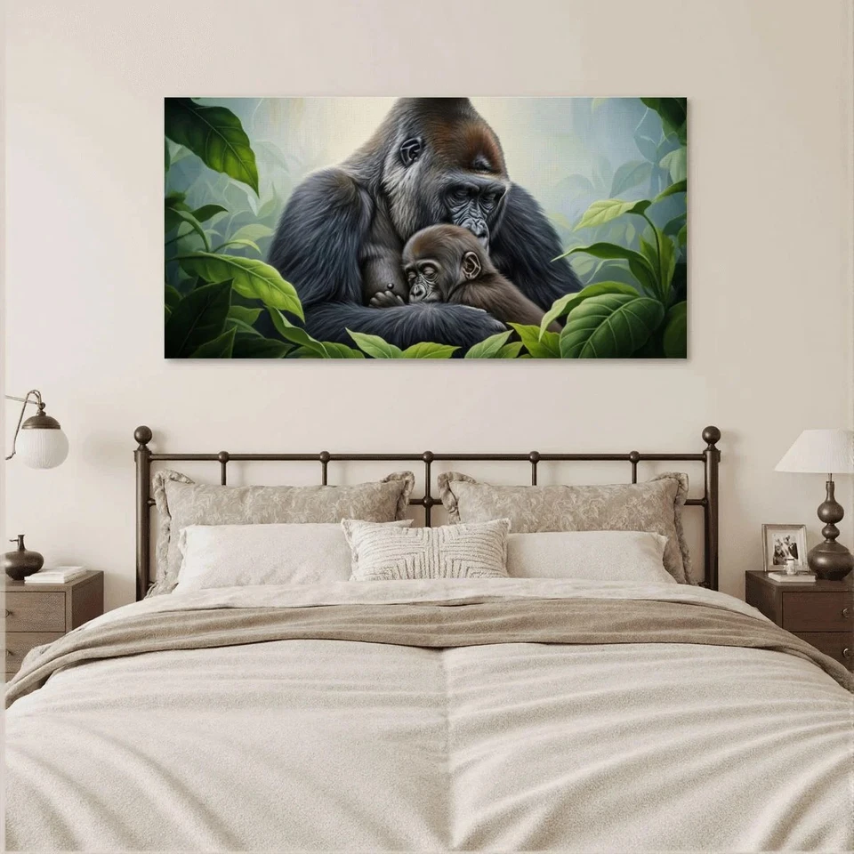 Pintura de gorila tela arte parede impressão panorama vida selvagem quadro decoração para casa  - Imagem 3 de 4