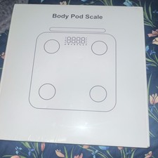 Body Pod Scale Body Analyzing Digital Bathroom Scale, White Glass, Modern