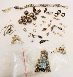 Lot of Vintage Sterling Silver Jewelry Making Findings Clasps (9)