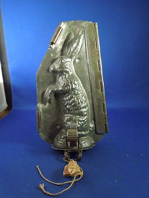 Vintage Chocolate Candy Mold Rabbit Easter Bunny Hinged with Clips