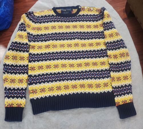 VTG Ralph Lauren Fair Isle Women Cotton Wool Multicolor Sweater Size Large EUC - Picture 1 of 8