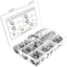 130101pcs Adjustable Hose Clamps Worm Gear Stainless Steel Clamp Assortment Set