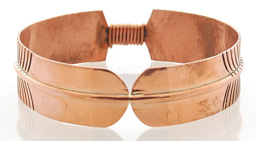 Native American Handmade Copper Feather Bracelet - Picture 3 of 3