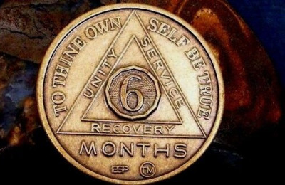 Alcoholics Anonymous AA 6 Month Bronze Medallion Coin Chip Token Sober ...